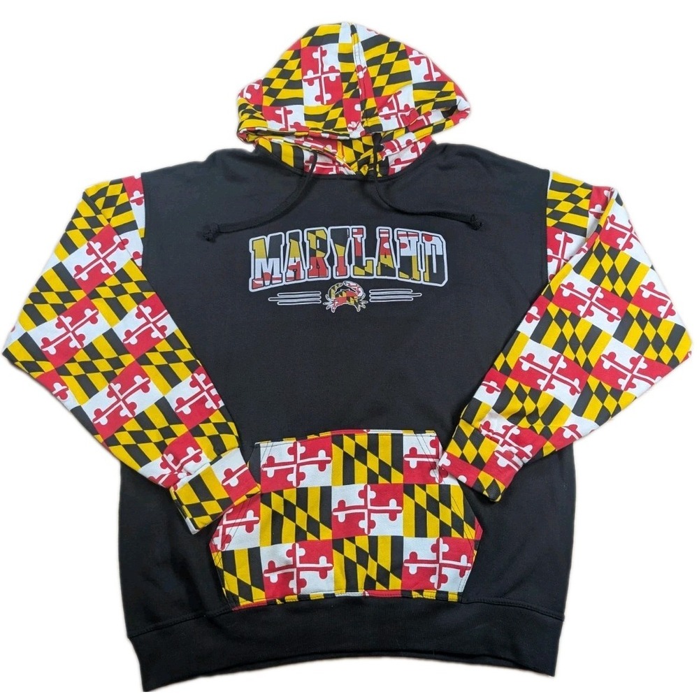NCAA Maryland All Over Print AOP Sweatshirt Hoodie Mens Size L Large